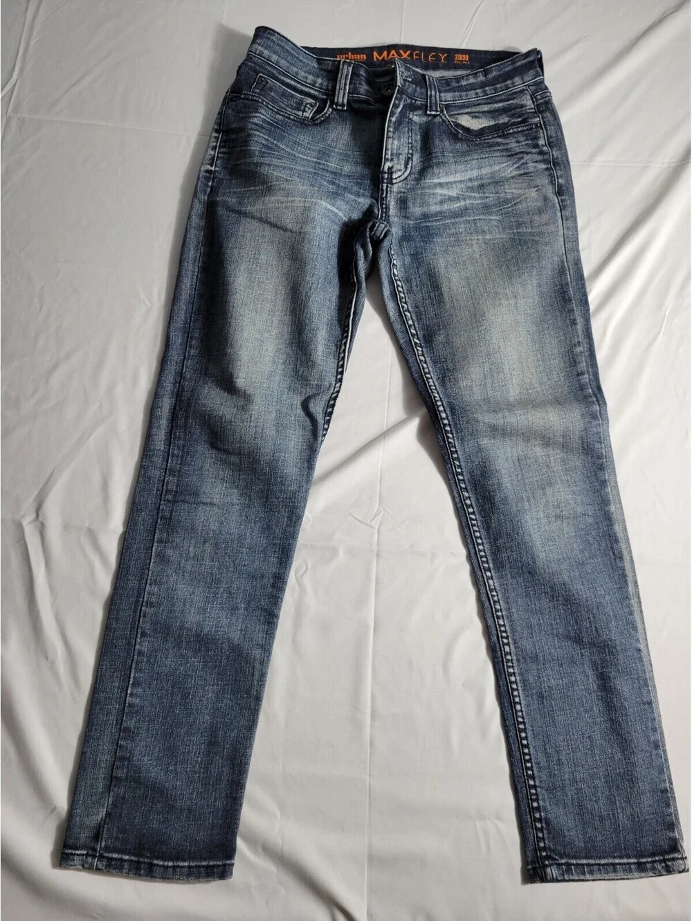 Urban Pipeline Max Flex Men's Slim Straight Jeans 31x30 Blue Acid Washed